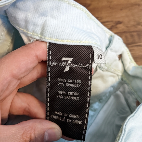 7 for all mankind Girls Size 10 Light Blue denim shorts cuffed - Picture 4 of 7